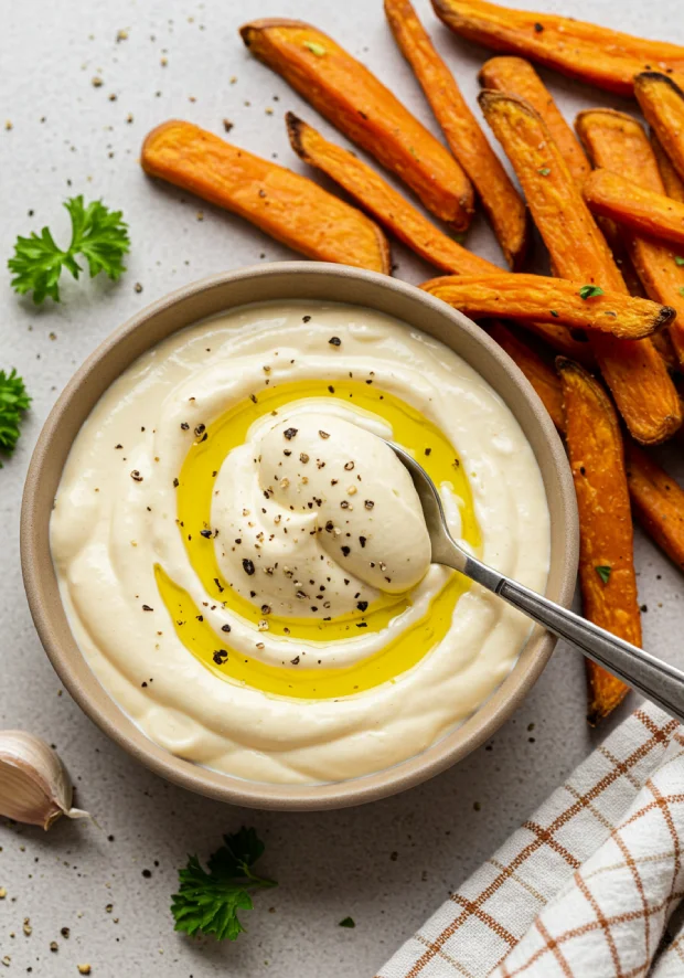 Garlic Aioli and Sweet Potatoes Fries