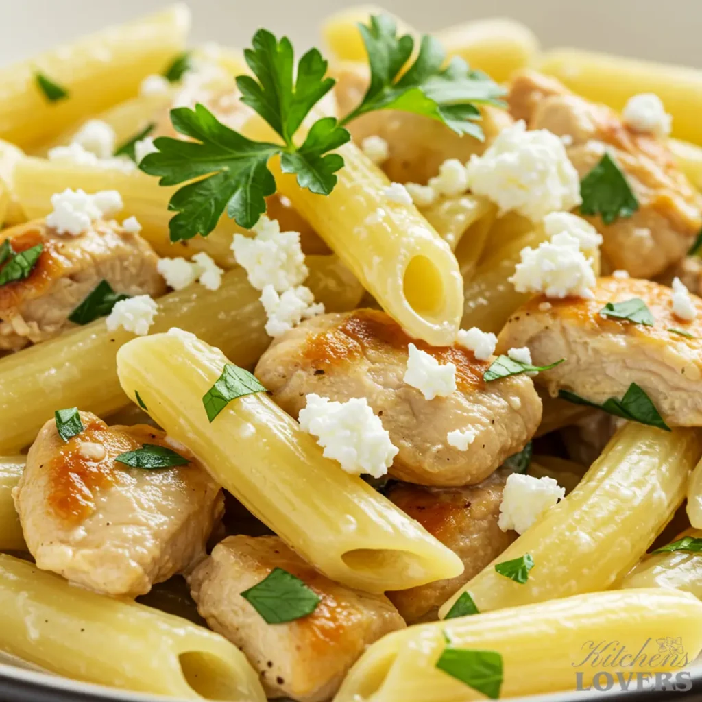 An extreme close-up showing the rich texture of the creamy pasta.